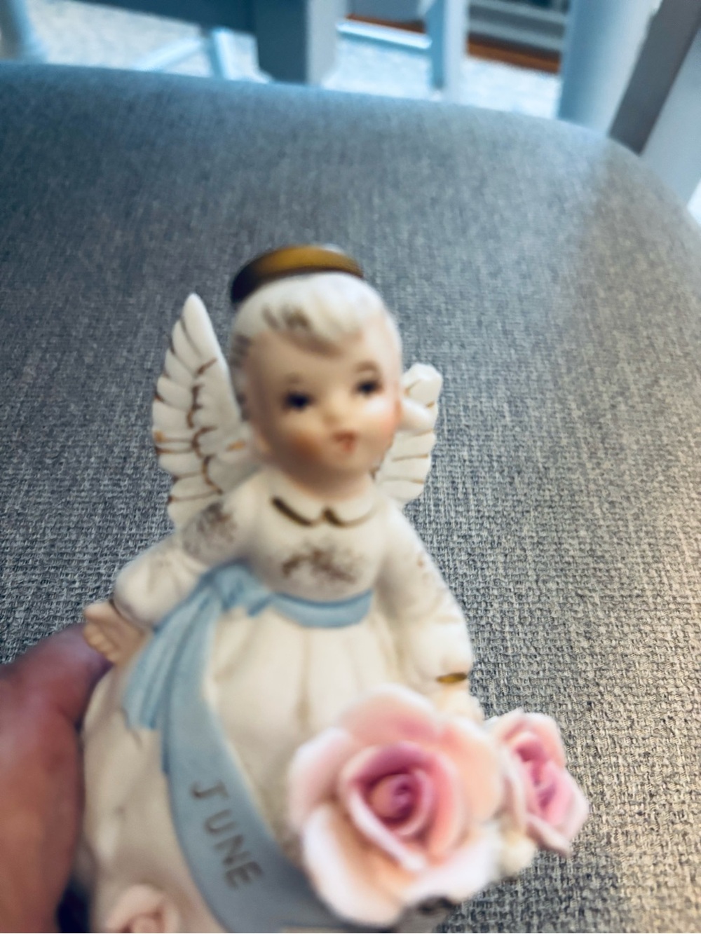 June Angel Figurine with Pink Roses - Picture 4 of 4